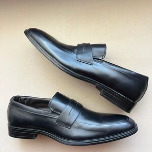 Enzo Toscani Men 7-7.5/40 Black Leather Penny Loafer Comfort Line Classic Casual